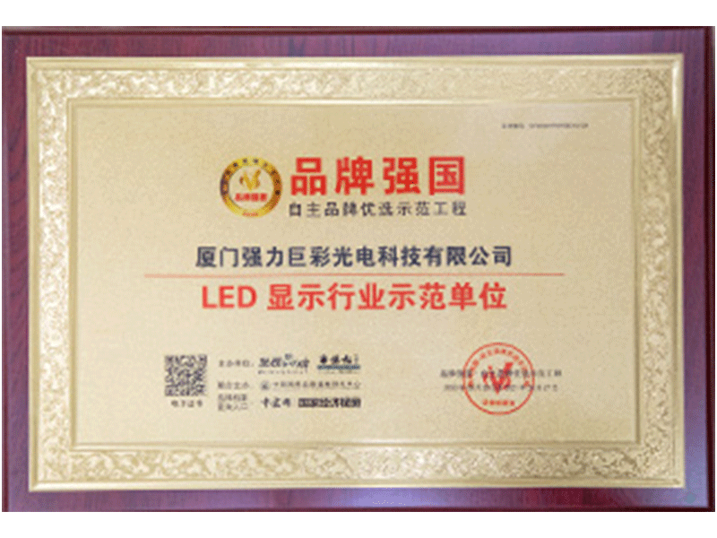 品牌强国LED显示行业示范单位
