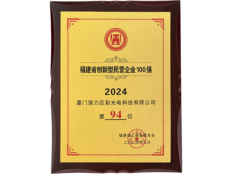 福建省创新型民营企业100强（第94位）